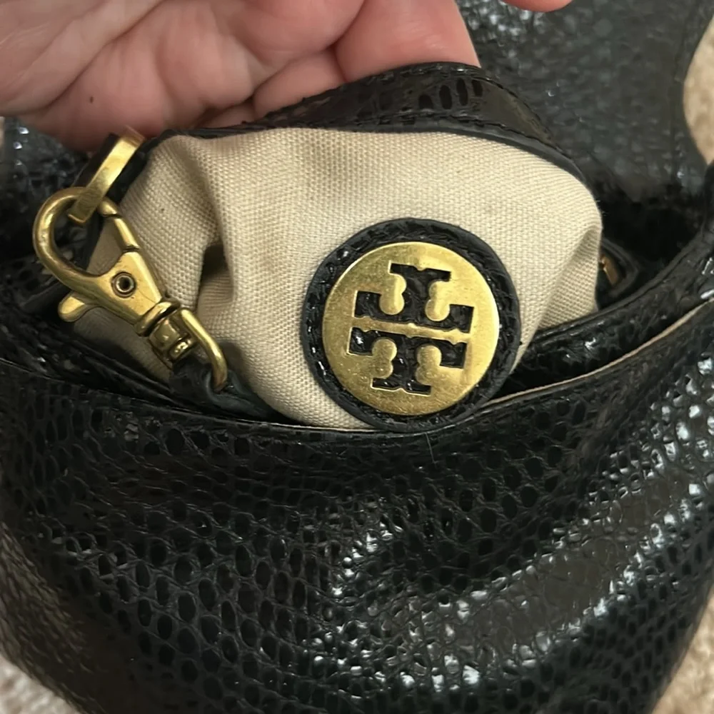 Tory Burch Snakeskin Crossbody - Black